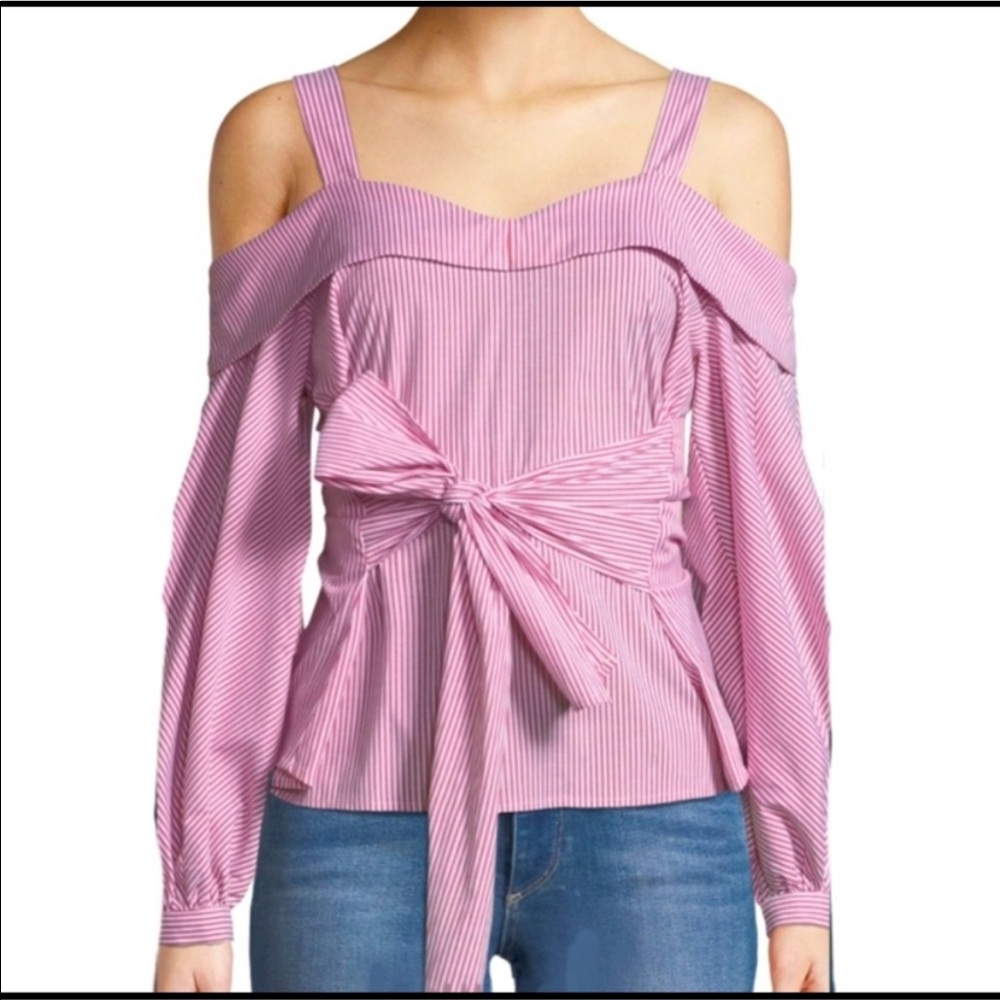 Laundry by Shelli Segal Cold Shoulder striped top